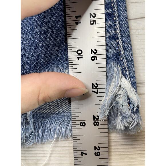 Levis 721 High Rise Skinny Jeans Womens 30 Distressed Frayed Hem Stretch Denim - Picture 6 of 15